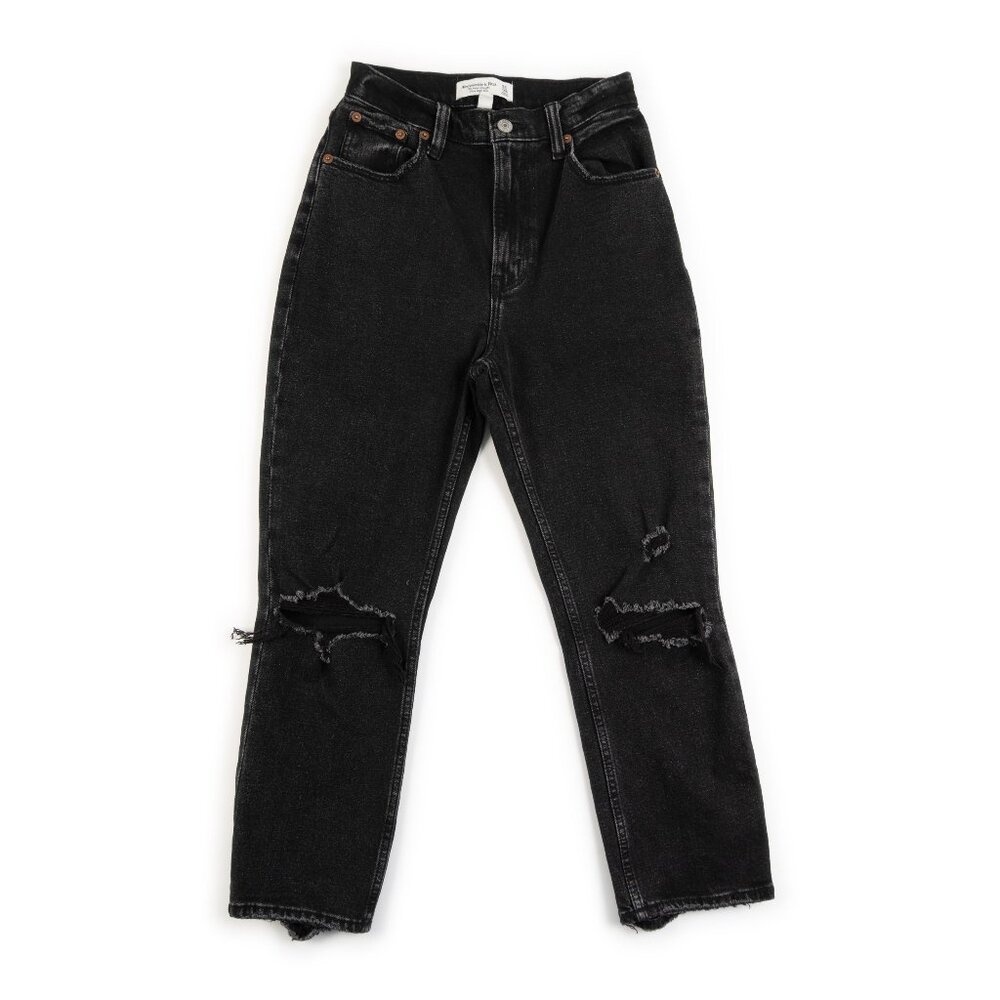 ABERCROMBIE & FITCH The Ankle Straight Ultra High Rise black jeans size 24